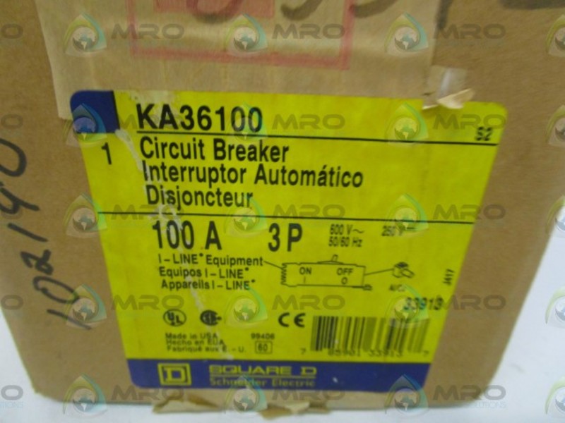 SQUARE D KA36100 CIRCUIT BREAKER 100A NSFS