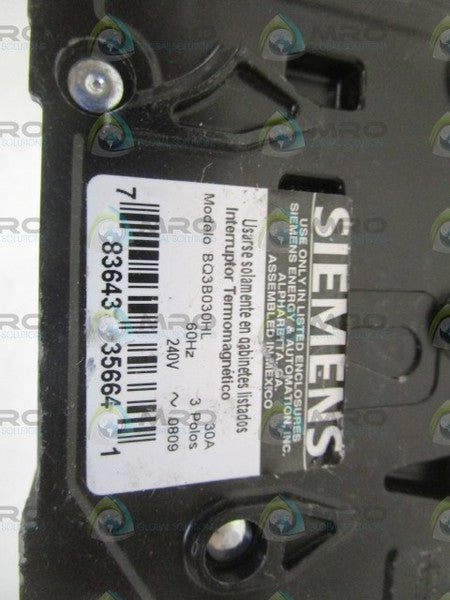 SIEMENS BQ3B030HL CIRCUIT BREAKER 30AMP NSNP