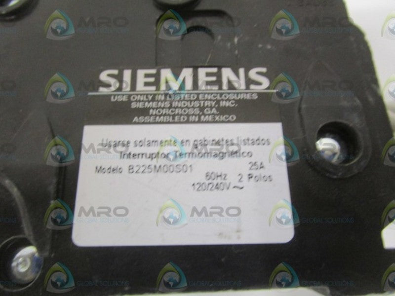 SIEMENS B225M00S01 CIRCUIT BREAKER 25AMP NSNP