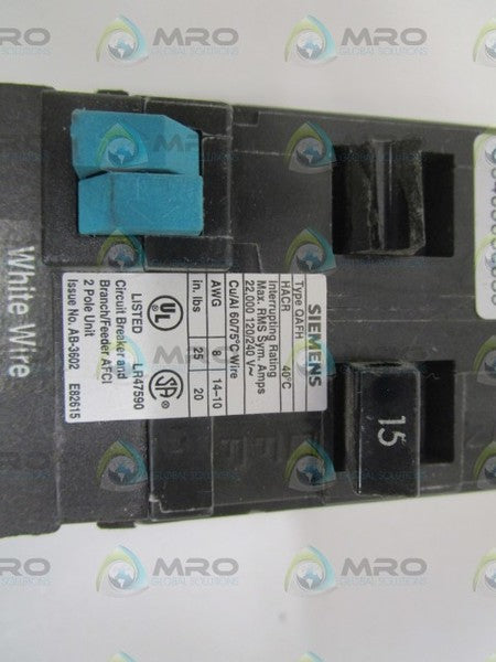 SIEMENS Q215AFCH CIRCUIT BREAKER 15-15AMPS (AS PICTURED) NSNP