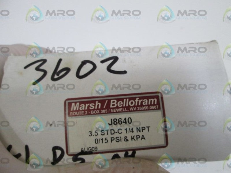 LOT OF 2 MARSH PRESSURE GAUGE 0-15PSI J8640 NSMP