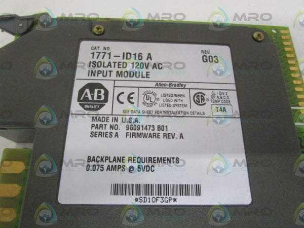 ALLEN BRADLEY 1771-ID16 SER. A INPUT MODULE  UNMP