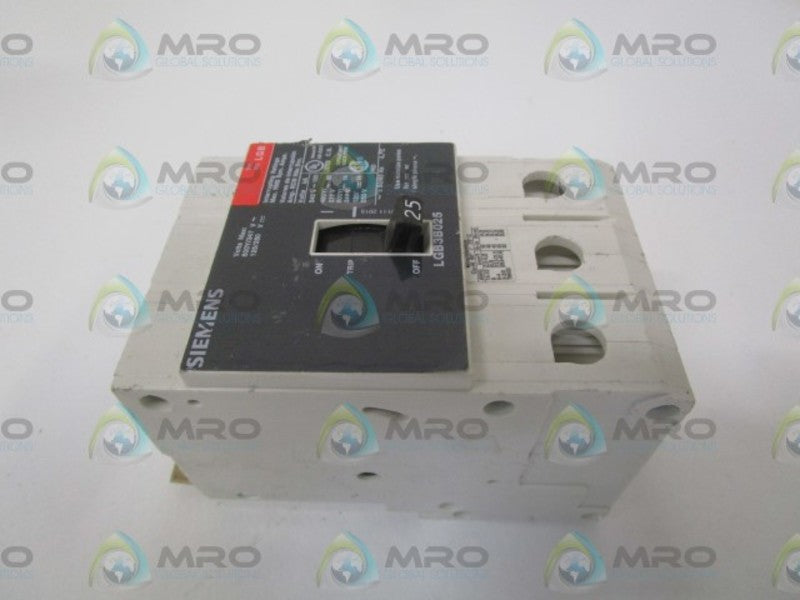 SIEMENS LGB3B025 CIRCUIT BREAKER 25A NSNP