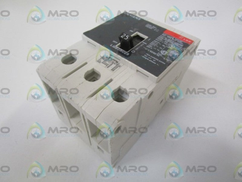 SIEMENS LGB3B025 CIRCUIT BREAKER 25A NSNP