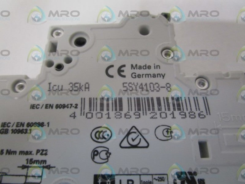 SIEMENS 5SY4103-8 CIRCUIT BREAKER 230/400V NSNP