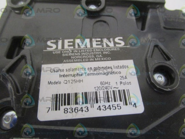 SIEMENS Q125HH CIRCUIT BREAKER 25A  NSNP