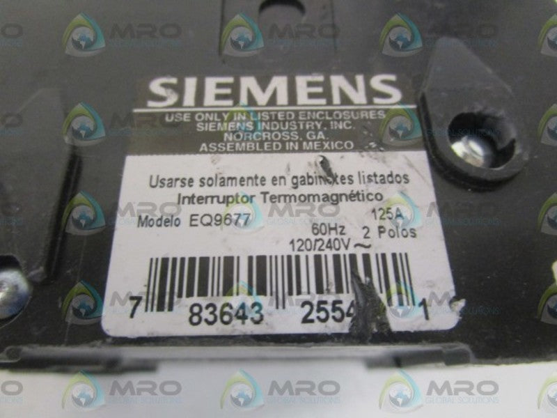 SIEMENS EQ9677 CIRCUIT BREAKER 125A (AS PICTURED) NSNP