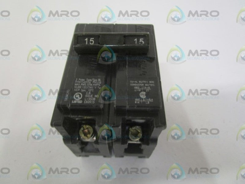 SIEMENS B215 CIRCUIT BREAKER 15A NSNP