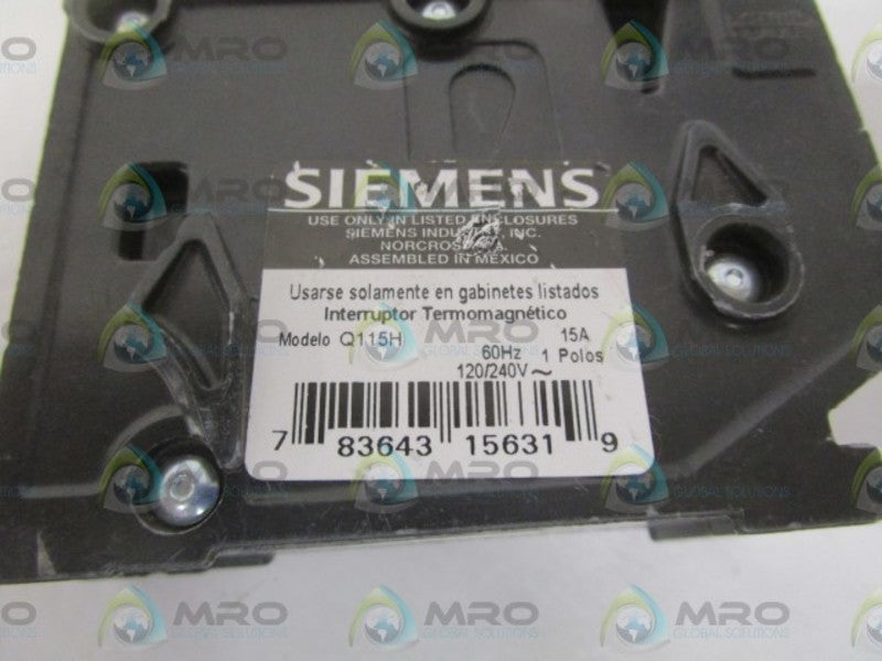 SIEMENS Q115H CIRCUIT BREAKER 15A (AS PICTURED) NSNP