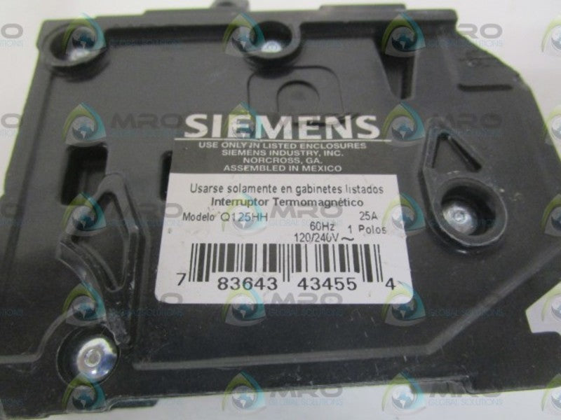 SIEMENS Q125HH CIRCUIT BREAKER 25A (AS PICTURED) NSNP