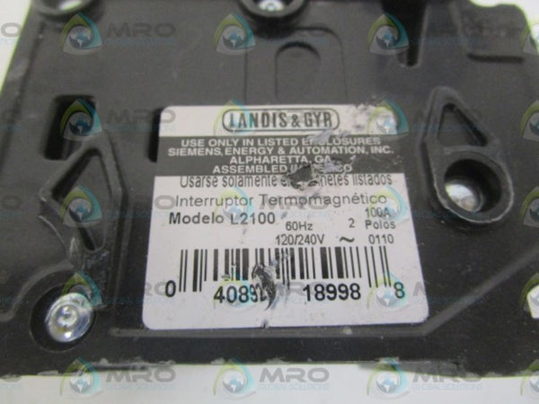LANDIS & GYR L2100 CIRCUIT BREAKER 100A (AS PICTURED)  NSNP