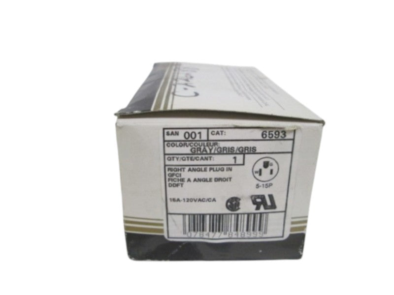 LEVITON RIGHT ANGLE PLUG IN (GRAY) 6593 NSMP