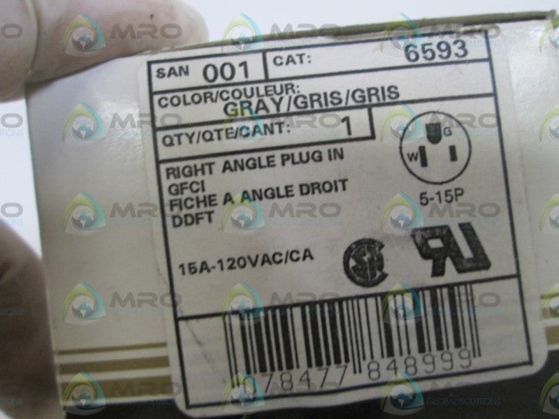 LEVITON RIGHT ANGLE PLUG IN (GRAY) 6593 NSMP