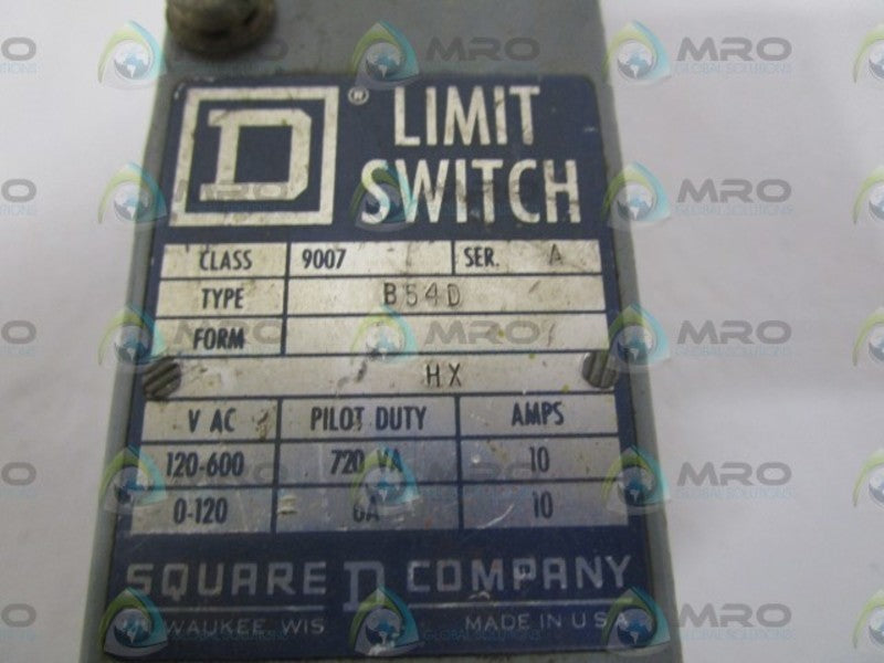 SQUARE D 9007-B54D SER. A LIMIT SWITCH UNMP
