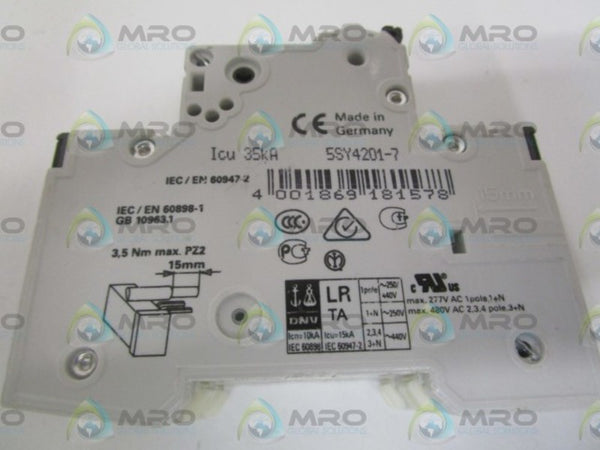 SIEMENS 5SY4201-7 CIRCUIT BREAKER 400V (CRACKED) NSNP