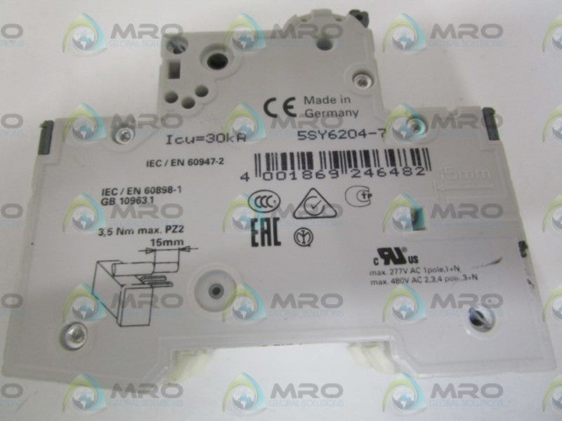 SIEMENS 5SY6204-7 CIRCUIT BREAKER 400V NSNP