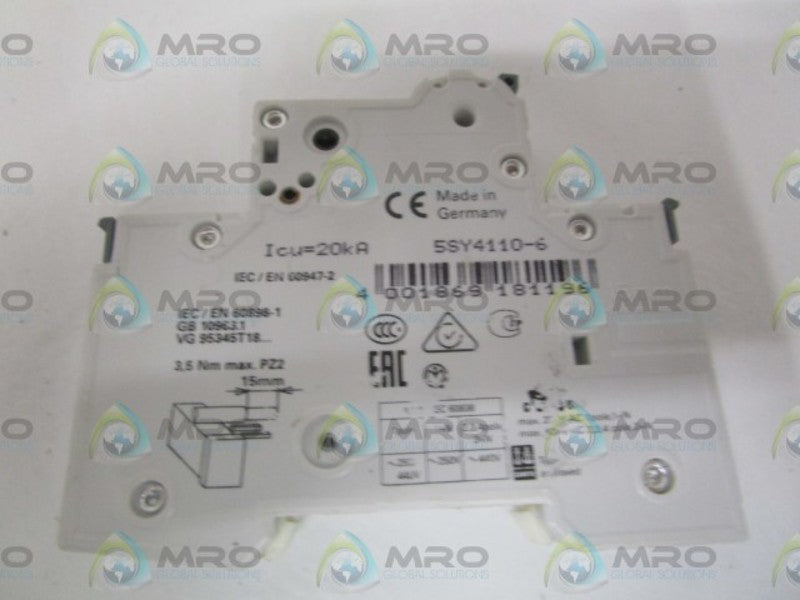 SIEMENS 5SY4110-6 CIRCUIT BREAKER 230/400V *NEW NO BOX*