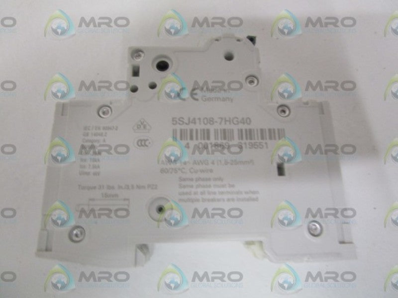 SIEMENS 5SJ4108-7HG40 CIRCUIT BREAKER 8A *NEW NO BOX*
