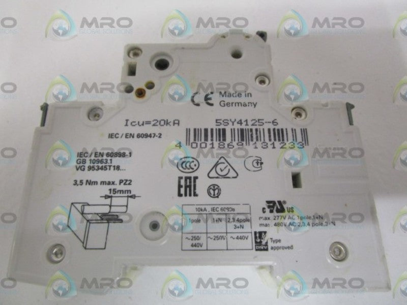 SIEMENS 5SY4125-6 CIRCUIT BREAKER 230/400V NSNP