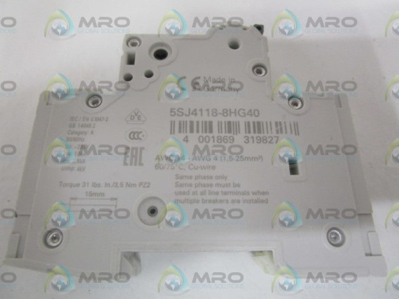 SIEMENS 5SJ4118-8HG40 CIRCUIT BREAKER 15A NSNP