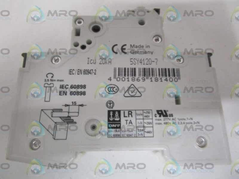 SIEMENS 5SY4120-7 CIRCUIT BREAKER 230/400V NSNP