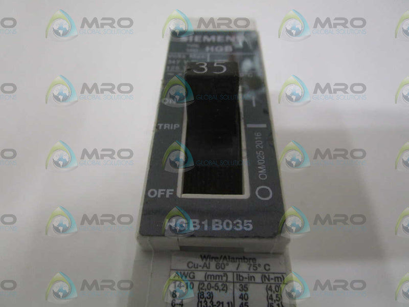SIEMENS HGB1B035 CIRCUIT BREAKER 35A NSNP