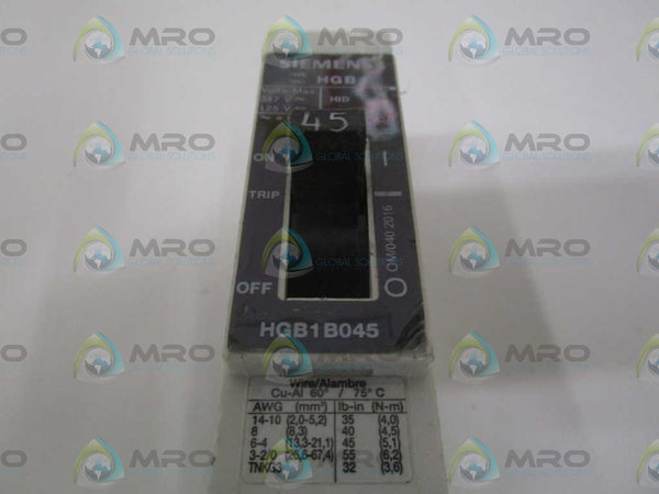 SIEMENS HGB1B045 CIRCUIT BREAKER 45A NSNP