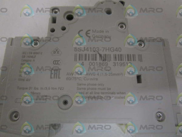 SIEMENS 5SJ4103-7HG40 CIRCUIT BREAKER 3A (AS PICTURED)  NSNP