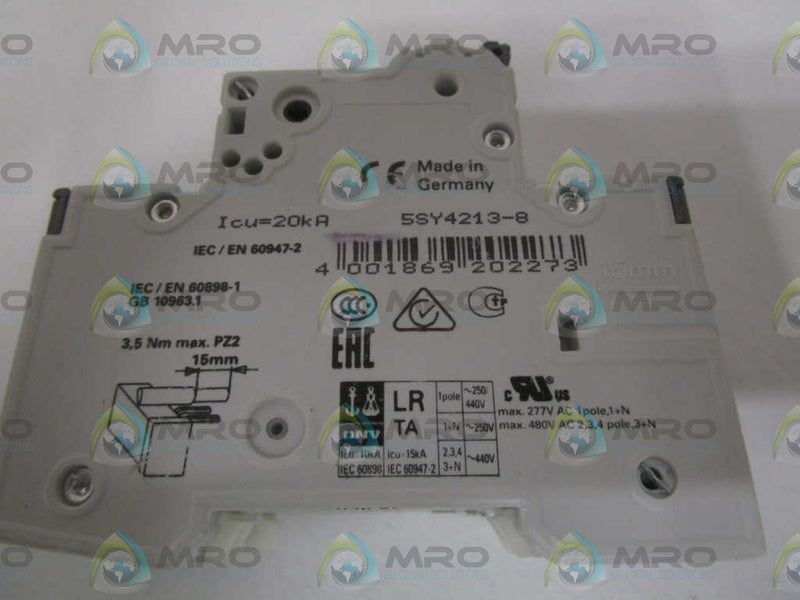 SIEMENS 5SY4213-8 CIRCUIT BREAKER 400V (CHIPPED/CRACKED) NSNP