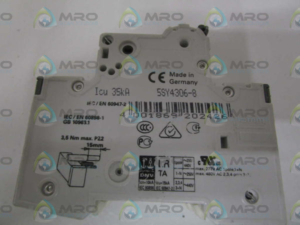 SIEMENS 5SY4306-8 CIRCUIT BREAKER 400V (CHIPPED) NSNP