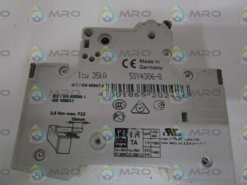 SIEMENS 5SY4306-8 CIRCUIT BREAKER 400V (CHIPPED) NSNP