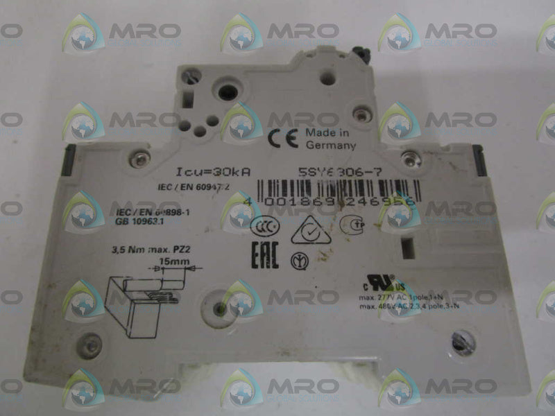 SIEMENS 5SY6306-7 CIRCUIT BREAKER 400V (CHIPPED) NSNP