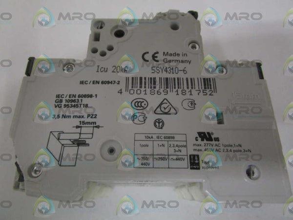 SIEMENS 5SY4310-6 CIRCUIT BREAKER (CHIPPED/CRACKED) NSNP