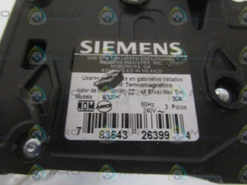 SIEMENS B320H CIRCUIT BREAKER 20A NSNP