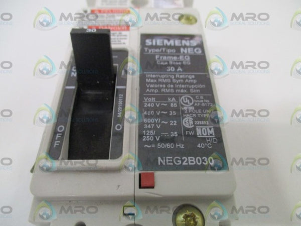 SIEMENS NEG2B030 CIRCUIT BREAKER 30A NSNP