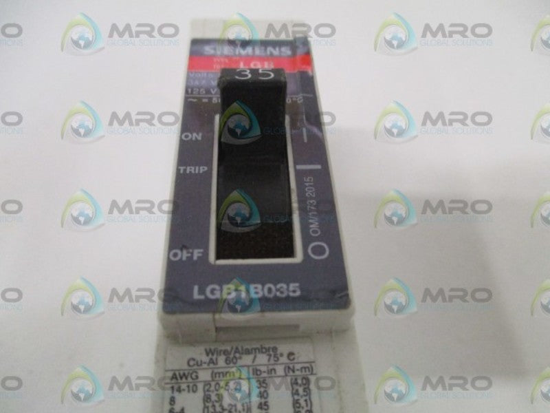 SIEMENS LGB1B035 CIRCUIT BREAKER 35A UNMP