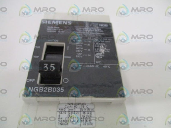 SIEMENS NGB2B035 CIRCUIT BREAKER 35A UNMP