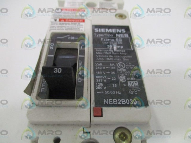 SIEMENS NEB2B030 CIRCUIT BREAKER 30A UNMP