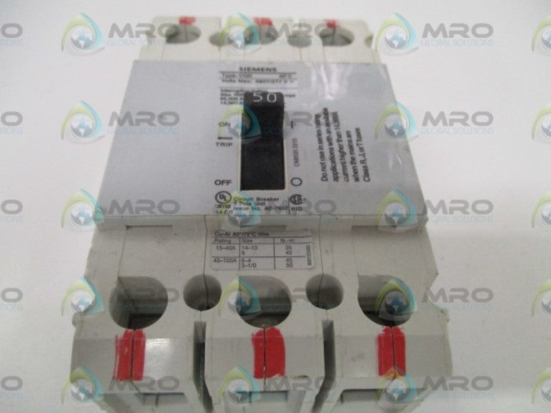 SIEMENS CQD350 CIRCUIT BREAKER 50A UNMP