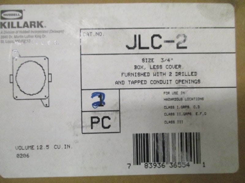 HUBBELL JLC-2 BOX 3/4" NSMP