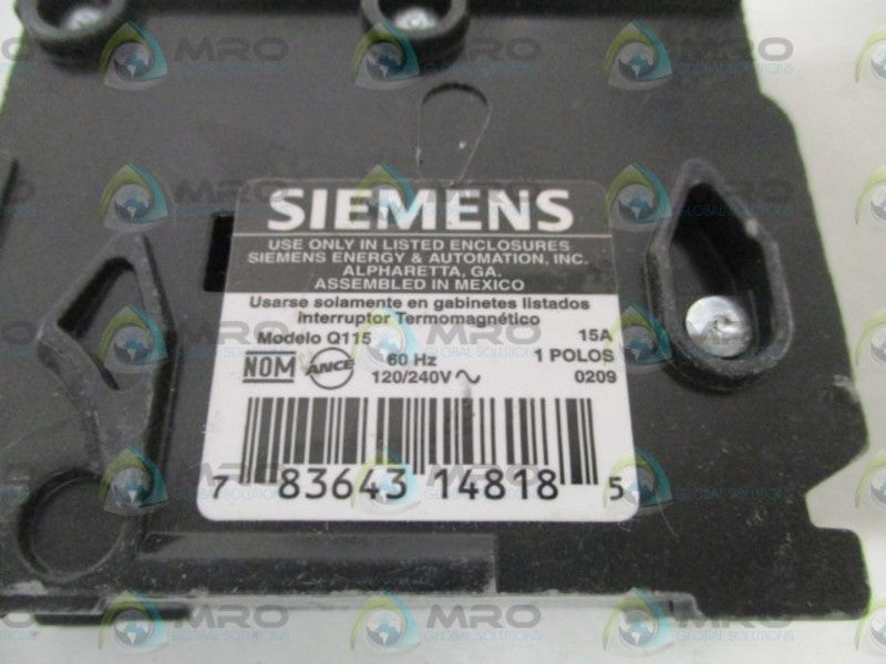 SIEMENS Q115 CIRCUIT BREAKER 15A (CHIPPED) NSNP