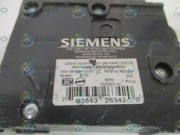 SIEMENS B120 CIRCUIT BREAKER 20A (CRACKED) UNMP