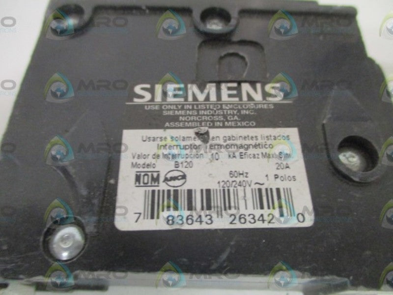 SIEMENS B120 CIRCUIT BREAKER 20A (CRACKED) UNMP