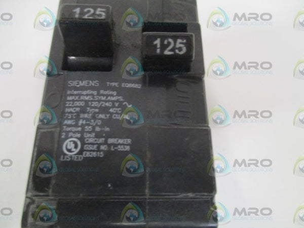 SIEMENS EQ8682 CIRCUIT BREAKER 125A UNMP