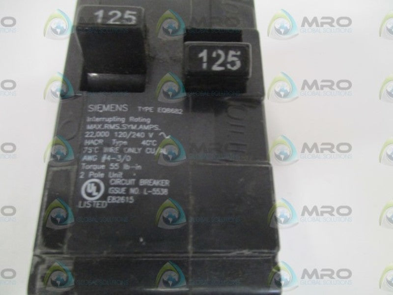 SIEMENS EQ8682 CIRCUIT BREAKER 125A UNMP