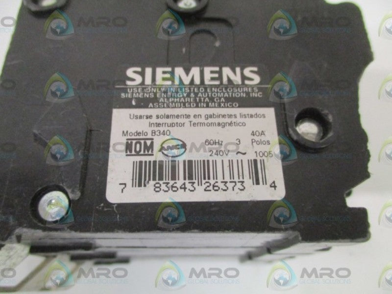SIEMENS B340 CIRCUIT BREAKER 40A (CRACKED) UNMP