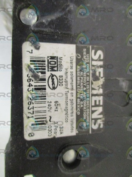 SIEMENS B330 CIRCUIT BREAKER 30A (SWITCH BROKEN/CHIPPED) UNMP