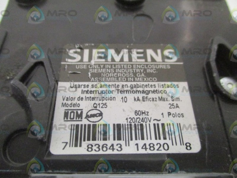 SIEMENS Q125 CIRCUIT BREAKER 25A NSNP