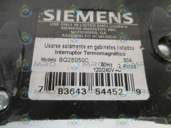 SIEMENS BQ2B050C CIRCUIT BREAKER 50A NSNP