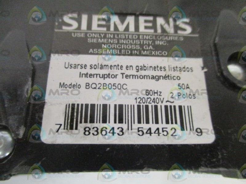 SIEMENS BQ2B050C CIRCUIT BREAKER 50A NSNP